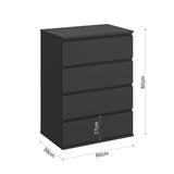 Modern Chest of Drawers, 4/5/6 Drawer Dresser Without Handles Floor Storage Drawer Cabinet Vertical Dresser Storage Organizer for Home Office (4 Drawers, Black) Panana