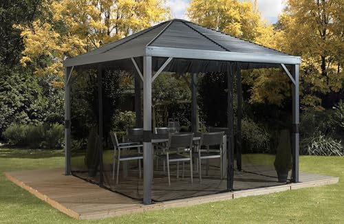 Sojag 8' x 8' Sanibel Hardtop Gazebo Outdoor Weather-Resistant Aluminum Frame Sun Shelter Sojag