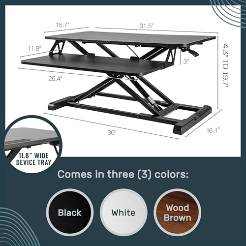TechOrbits Standing Desk Converter - 32 Inch Adjustable Sit to Stand Up Workstation, Particle Board, Dual Monitor Desktop Riser with Keyboard Tray, for Home Office Laptop, Black 32" TechOrbits