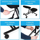 ProErgo Pneumatic Ergonomic Kneeling Chair | Fully Adjustable Mobile Office Seating | Improve Posture to Relieve Neck & Back Pain | Easy Assembly | Use in Home, Office & Classroom Stand Steady
