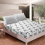 Cartoon Bowknot Kids Sheet King Size,Bow Tie Geometric Patchwork Modern Bedding Set,Girls Women Room Decor,Bow Butterfly Knot Black White Simple Bed Sheet Set 4pcs(Fitted + Flat + 2 Pillowcases) Manfei