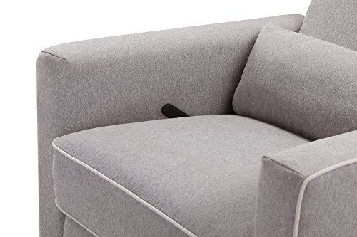 DaVinci Piper 360° Swivel Rocker Recliner Chair - Rocking Chair for Nursery & Living Room, GREENGUARD Gold, FSC & Certi-PUR US Certified, Comfy Nursery Glider Recliner - Heathered Grey w/Cream Piping DaVinci