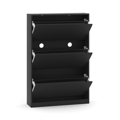 Wodeer Shoe Cabinet with 3 Flip Drawers,Wood Entryway Shoe Storage Cabinet,Freestanding Shoe Rack Storage Organizer for Entryway, Hallway, Black,9.33" D x 31.5" W x 47.2" H… - WoodArtSupply