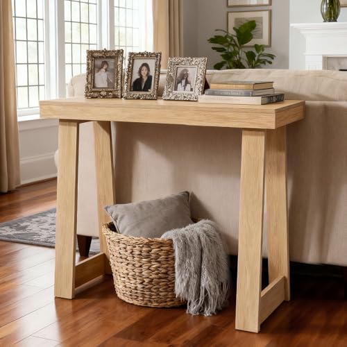VEVOR 36 in Console Table, Modern Desk Behind The Couch, Wooden Rectangle Entrance Desk, Narrow Long Sofa Table Accent Stand, Ideal for Hallway, Bedroom, Living Room, Foyer, Easy Assembly, Natural VEVOR
