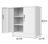 CJF Metal Storage Cabinets with Shelves and Doors, Sideboard Buffet Cabinet for Kitchen, Entryway, Living Room, Home Office, Garage, Utility Room and Basement, 36.2" H x 31.5" W x 15.7" D (White) CJF