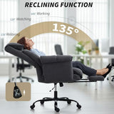 HOMCOM Executive Office Chair Comfy with Foot Rest, Reclining Swivel Computer Desk Chair with High Back, Thick Cushion, Padded Armrest, Adjustable Height, Rolling Wheels, Dark Gray HOMCOM