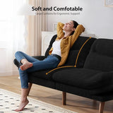 Pipishell Futon Sofa Bed, Modern 66" Futon Couch Convertible to Bed & Lounger, Compact Size, Corduroy Loveseat, Durable Construction - Fits Small Spaces, Apartments,Study Room(Ink Black, 66 Inch) Pipishell