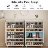 GEBAROW 8-Tier Shoe Storage Cabinet, Modern Organizer Cabinet with Doors, Wood Shoe Rack with Adjustable Shelves for Entryway, Hallway, Closet, Living Room, White GEBAROW