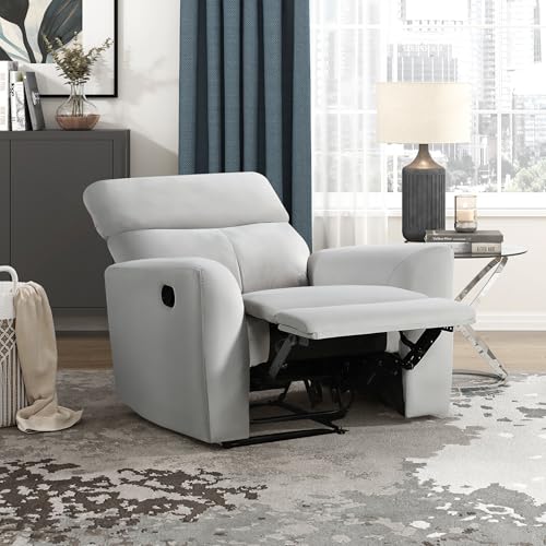 Lexicon Recliner Chair Living Room Reclining Sofa Chair, Home Theater Seating, Wall Hugger Recliner, Manual Recliner Sofa Chair for Living Room/Office/Apartment, Gray Lexicon