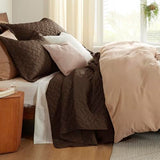 Bedsure Quilts King Size - Lightweight Bedspreads King Size with Basket Weave Pattern, Soft Quilt Bedding Set, Brown Comforter Set Coverlet for All Seasons with 2 Pillow Shams (106" x 96") Bedsure
