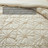 BEDAZZLED King Size Comforter Sets, Beige Bedding Comforter Set, 3 Pieces Pinch Pleat Bedding Sets with Comforter and Pillowcases Soft Farmhouse Shabby Chic Comforter for All Season BEDAZZLED