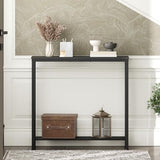 YATINEY Narrow Console Table, 2-Tier Small Sofa Table, 29.5" Thin Entryway Behind Couch Table with Shelves, Industrial Hallway Table, for Living Room, Foyer, Black CT03BB YATINEY
