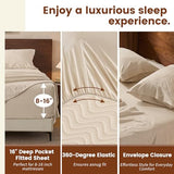 Overket 100% Linen Sheets Queen Size,Breathable & Durable 4-Piece Bed Flax Sheet Set,Soft All-Season Bedding for Hot Sleepers 16" Deep Pocket Oeko-TEX Certified,（Queen, Linen） Overket