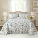 HoneiLife Floral Quilt King Size - 3 Pieces Microfiber Quilt Sets Lightweight Bedspreads Wildflower Coverlets Retro Bed Cover King Quilt Bedding Set All Season Quilts HoneiLife
