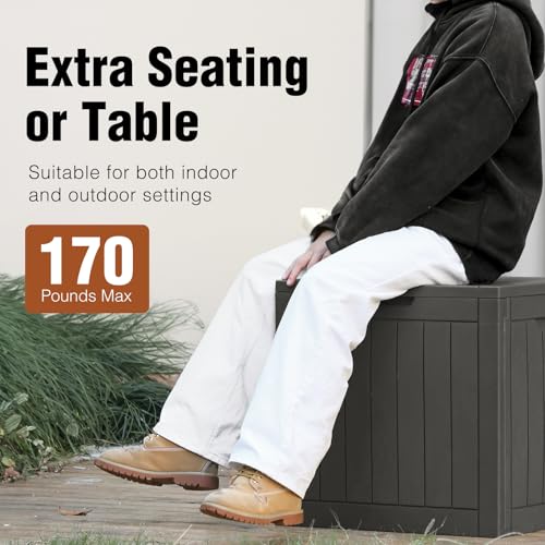 Sweetcrispy Deck Box with 31 Gallon Capacity, Weatherproof Resin Lockable Outdoor Storage for Secure Package Deliveries and Indoor Storage in Garden or Patio, Backyard Sweetcrispy