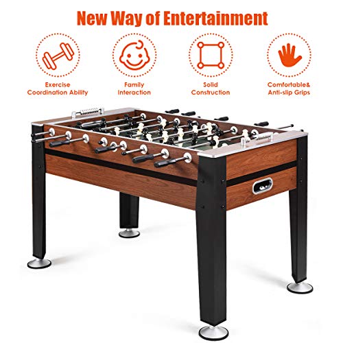GYMAX Foosball Table, 54” Full Sized Soccer Game Table with 2 Footballs, Game Tables for Game Room Adults Kids Family Night GYMAX