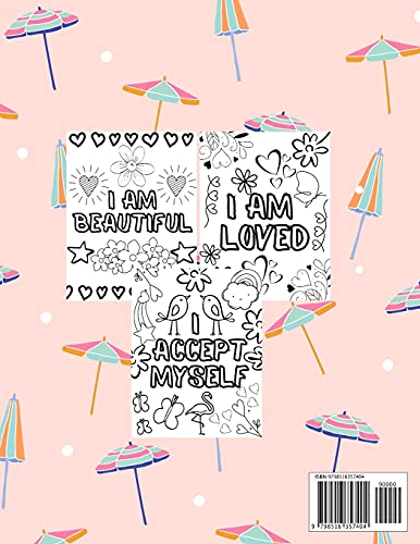I Am Positive Affirmations For Girls Coloring Book: Mindful Affirmations For Empowering Strong, Confident Girls Ages 6-12 WoodArtSupply