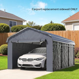 Outsunny Carport Replacement Sidewall Panels Set of 4 for 12' x 20' Carports, UPF50+ Waterproof PE Tarp Replacement Side Wall Cover with Zipper Door, Top Cover and Frame Not Included, Dark Gray Outsunny