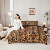 Erosebridal Brown Tiger Print Queen Comforter Set for Women Men Adults - Simulated Animal Fur Printed Wild Tiger Fur Print 7-Piece Bedding Set Tigerish Animal Printed Quilt Duvet Sets Erosebridal