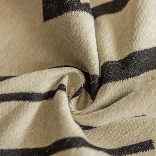 VClife Soft Chenille Couch Cover Modern Geometric Herringbone Jacquard Sofa Slipcover Black Beige Cream Arrow L Shape Futon Sofa Cover Furniture Protector with Lace, Fade Resistant, Easy Care