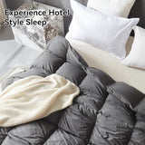 L LOVSOUL Goose Feather Down Fiber Comforter King Size, 100% Organic Cotton Fabric Duvet Insert,1200TC,750+Fill Power, Hotel Collection, All Season Grey Bedding Comforters with 8 Tabs L LOVSOUL