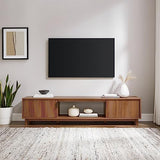 Walker Edison Walton Modern Fluted-Door Low Stand for TVs up to 80 Inches, 70 x 15.75 x 16 inches, Mocha Walker Edison