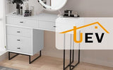 UEV Large Vanity Desk with Drawers,Makeup Vanity Set with Movable 3-Drawer Chest,Modern Makeup Vanity Dressing Table(White) UEV