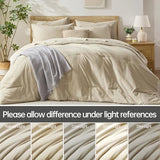 Homelike Moment Queen Comforter Set with Sheets, 7 Piece Beige Comforter Set Queen Size, Full Size Bed in a Bag Lightweight and Machine Washable Homelike Moment