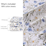 RUVANTI 100% Cotton Sheets – Twin Size Percale Bedding, Cooling & Breathable Floral Design, Durable with a Crisp, Soft & Comfortable Feel, 16" Deep Pocket, 3-Piece Set, Sweet Pea RUVANTI