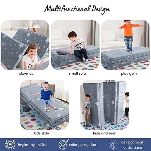 MeMoreCool Kids Floor Mattress, Play Mat Muscle Mat Large 6x4 FT, Thicken Foam Futon Mattress for Playroom, Foldable Sleeping Crawling Pad for Children’s Play Area MeMoreCool