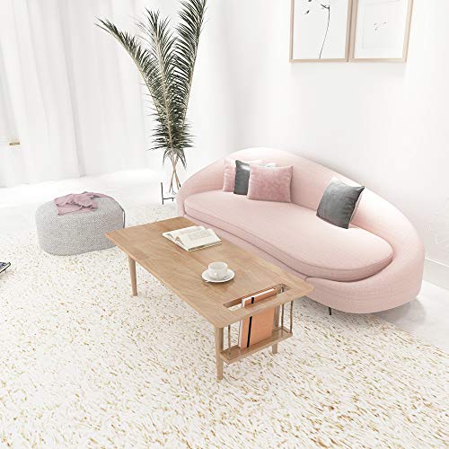 WoodShine Mid Century Modern Mini-Swing Wooden Coffee/Tea Table, Japanese Accent Floor Desk, Real Solid Wood Cafe Table with Storage for Home Living room,Office, Length of 47.25 inches,Natural WoodShine