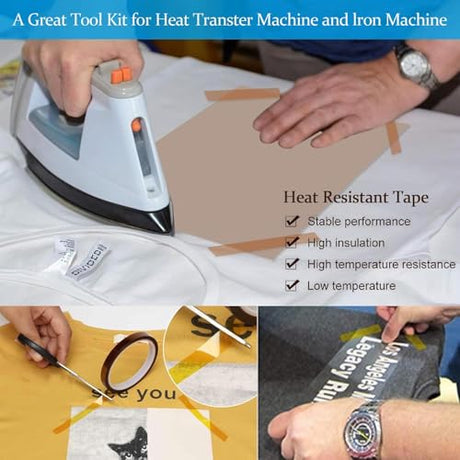 QUKLOGEN Heat Press Pillow Bundle Tools Kit Include 4 Heat Pressing Transfer Pillow Mat 3 Pack Teflon Sheet for Heat Press 2 Rolls Heat Resistant Tape 12 Different Size T Shirt Guide Ruler QUKLOGEN