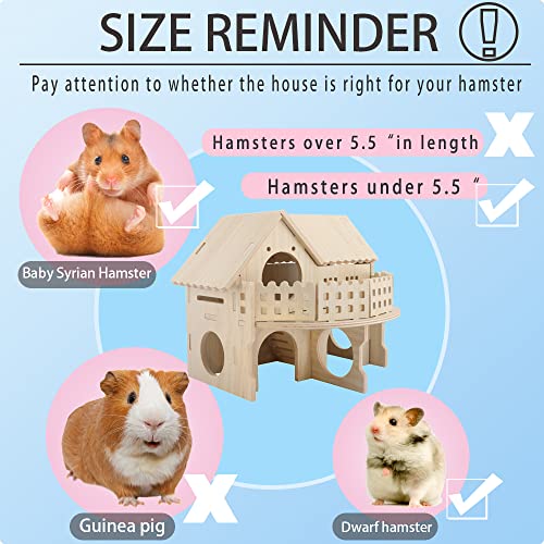 Hamster Forest Lookout Wood House Fun House Double-Decker Hut for Young Dwarf Gerbil Mouse Mice Rat Small Animals(Small Size Only for Small Hamster) kcrygogo