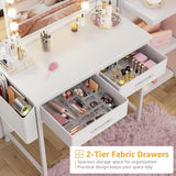 DLisiting Makeup Vanity Desk No Mirror - 40 Inch Small Vanity for Girls Bedroom Living Room Home Office, Small White Computer Study Desks for Teens, for Her DLisiting