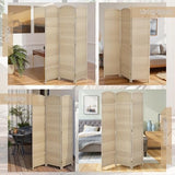 HOMCOM 3 Panel Room Divider, 6' Tall Folding Privacy Screen, Woven Freestanding Wall Partition for Home Office, Bedroom, Washed Oak HOMCOM