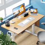 Sweetcrispy Electric Standing Desk Adjustable Height, 40x24 Inch Sit Stand Up Home Office Desks Computer Workstation PC Work Table with 3 Memory Preset Splice Wood Board Metal Frame, Oak Sweetcrispy