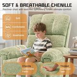 Korser Recliner Chair, Swivel Rocker Recliner Chair for Adults, Small Recliners for Small Spaces, Upholstered Manual Recliner with Side Pockets, Nursery Rocking Chair for Living Room, Chenille, Green