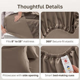 California Design Den Twin XL Sheet Set, 600 Thread Count Sateen, 100% Cotton Deep Pocket Sheets, Soft Sheet Set, Bedding (Mushroom - Taupe Brown) California Design Den