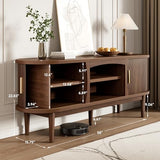 Decofy Mid Century TV Stand for TVs up to 65 Inches, Entertainment Center with Storage, Power Outlet, Fluted Sliding Doors & Adjustable Shelves, Modern Media TV Console Table for Living Room (Walnut) Decofy