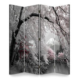 Large 4 Panels Folding Screen Room Divider Japanese Pink Cherry Blossom Mount Pictures Blossoms Pagoda Calm Boho Divider for Room Separation Portable Privacy Partition Screen Indoor VETEB