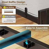 Rolanstar Bed Frame Twin Size with Charging Station and LED Lights, PU Leather Headboard with Storage Shelves, Heavy Duty Metal Slats, No Box Spring Need, Noise Free, Easy Assembly, Black Rolanstar