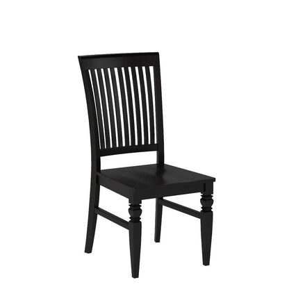 East West Furniture Weston Dining Slat Back Wood Seat Kitchen Chairs, Set of 2, WEC-BLK-W - WoodArtSupply