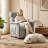 LegacyAmerhome Power Recliner Chair for Adults with Heat & Massage - Soft Fabric Electric Reclining Sofa with Remote Control, 3 Side Pockets, 180° Lay Sleeper for Living Room Home Theater, Light Grey
