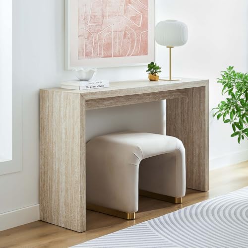 Modway Mirella 54" Faux Travertine Console Table, Modern Entryway Table in Travertine, Minimalist Design, Narrow Hallway Table for Living Room Furniture, Foyer Accent, Chic Corridor Piece Modway