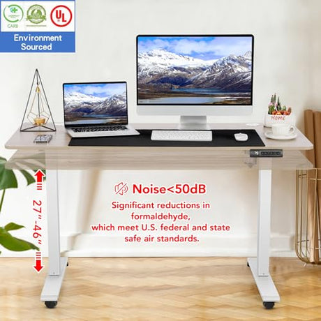 farexon Electric Standing Desk 55 x 24In with Charging Station, Adjustable Height Desk with Mouse Pad, 2 USB Ports & 3 Power Outlets, 4 Caster, 4 Preset Heights, 27''-46'' Lifting Range farexon