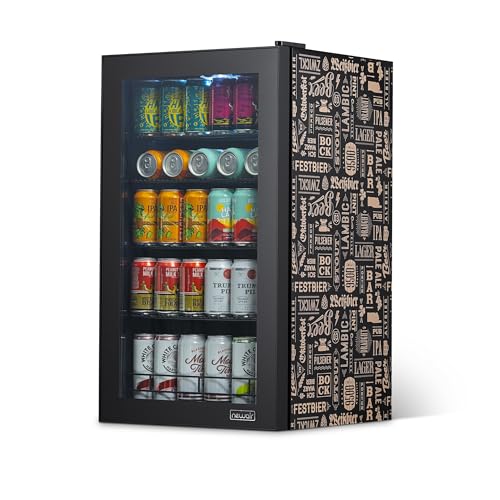 NewAir Beverage Refrigerator Cooler with 126 Can Capacity - Freestanding Mini Bar Beer Fridge for Bedroom, Dorm, Office - Small Refrigerator Cools to 37F Perfect For Beer, Soda, And Drinks NewAir