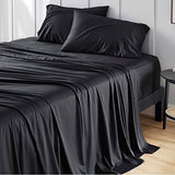 Bedsure King Size Sheet Set, Cooling Sheets King, Rayon Derived from Bamboo, Deep Pocket Up to 16", Breathable & Soft Bed Sheets, Hotel Luxury Silky Bedding Sheets & Pillowcases, Black Bedsure