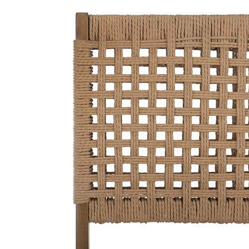 Linon Bennett Natural Folding Chair with Woven Rope Back and Linen Upholstered Seat Set of 2 - WoodArtSupply