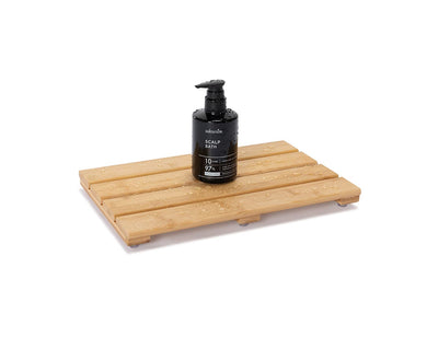 PELYN Bamboo Wooden Mini Bath Shower Mats for Small Bathroom, Small Bamboo Wood Bathroom Floor Mat, Sturdy and Easy to Clean(15.8 x 10.2 Inch)