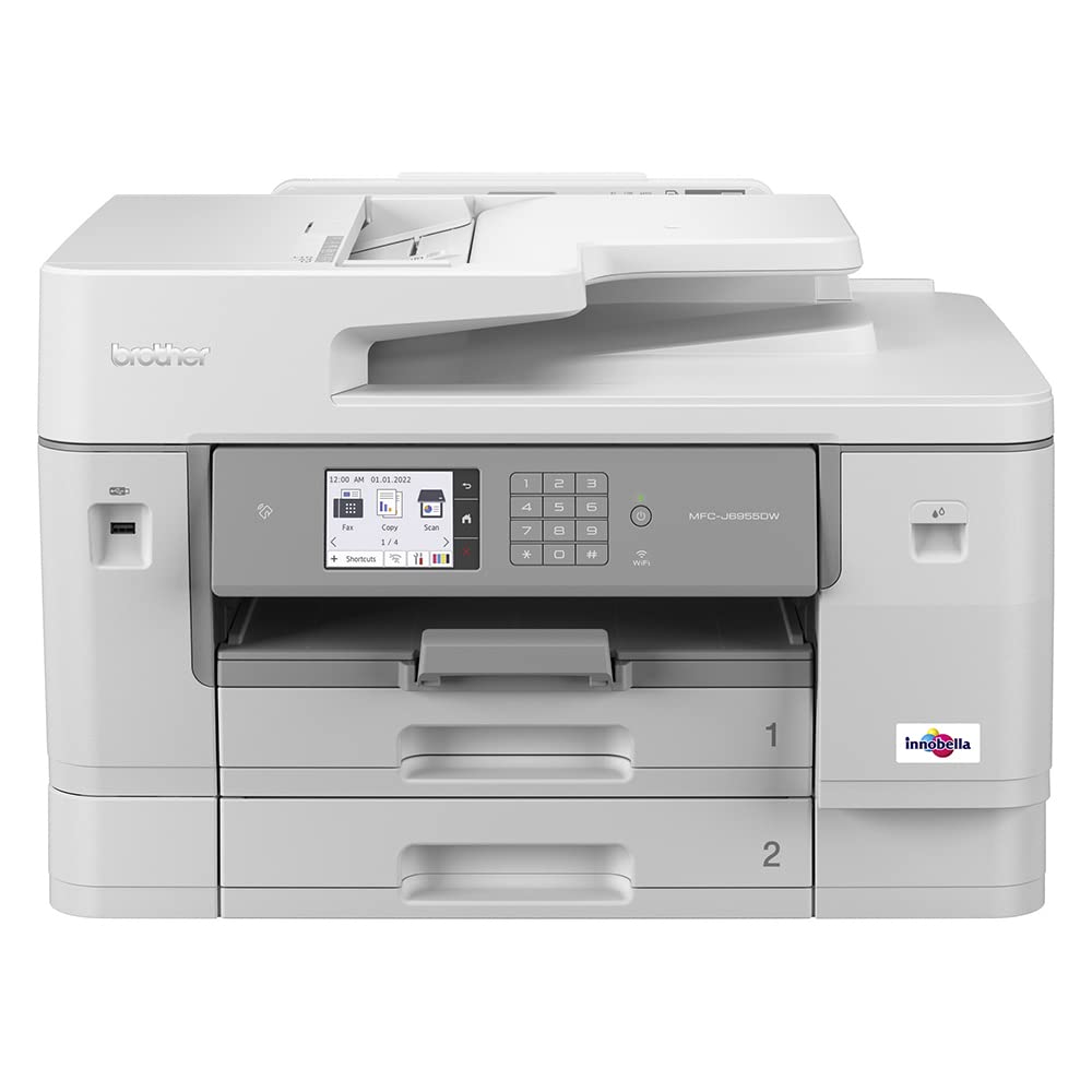 Brother MFC-J6955DW INKvestment Tank Color Inkjet All-in-One Printer with Wireless, Duplex Printing, 11” x 17” Scan Glass and Up to 1-Year of Ink in-Box,White Brother